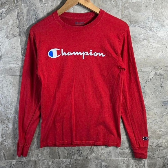 Champion Other - Champion red long sleeve shirt with white logo Mens Size Small  #champion spring